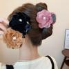 Double-sided Plush Flowers Inlaid with Diamond Pearl Hair Grab New Autumn and Winter Hair Shark Clip Sweet Temperament Grab Clip
