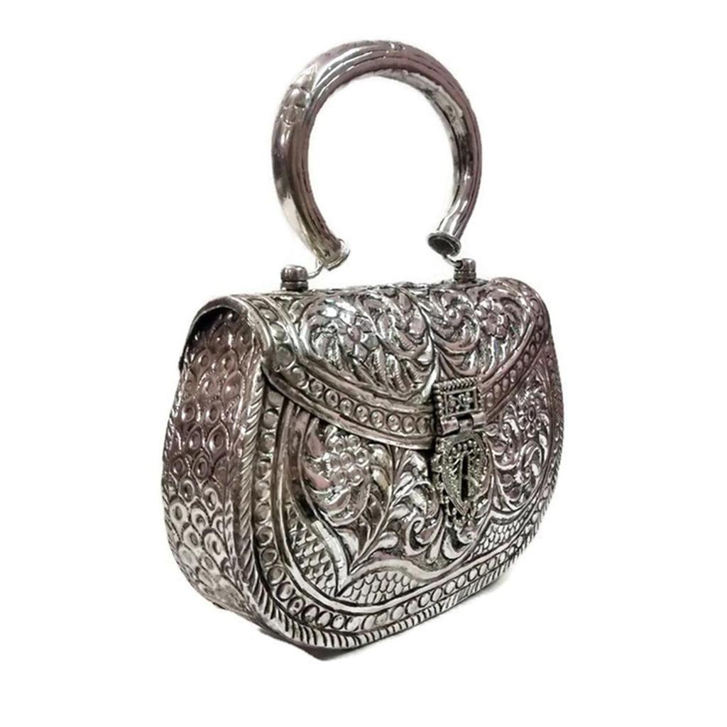 Серебристо-белые клатчи Винтажный ручной работы Металлический кошелек из латуни Ручной клатч Сумка для женщин Вечеринка Невеста Свадьба Клатч