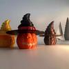 Holiday Pumpkin Decoration Colorful Halloween Pumpkin Figurine with Bat Witch Hat 3d Printed Fidget Toy for Home Office Decor