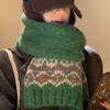 Fair Island Green Knitted Wool Scarf Women's Winter Christmas Atmosphere Thickened Versatile Warm and Cold Scarf