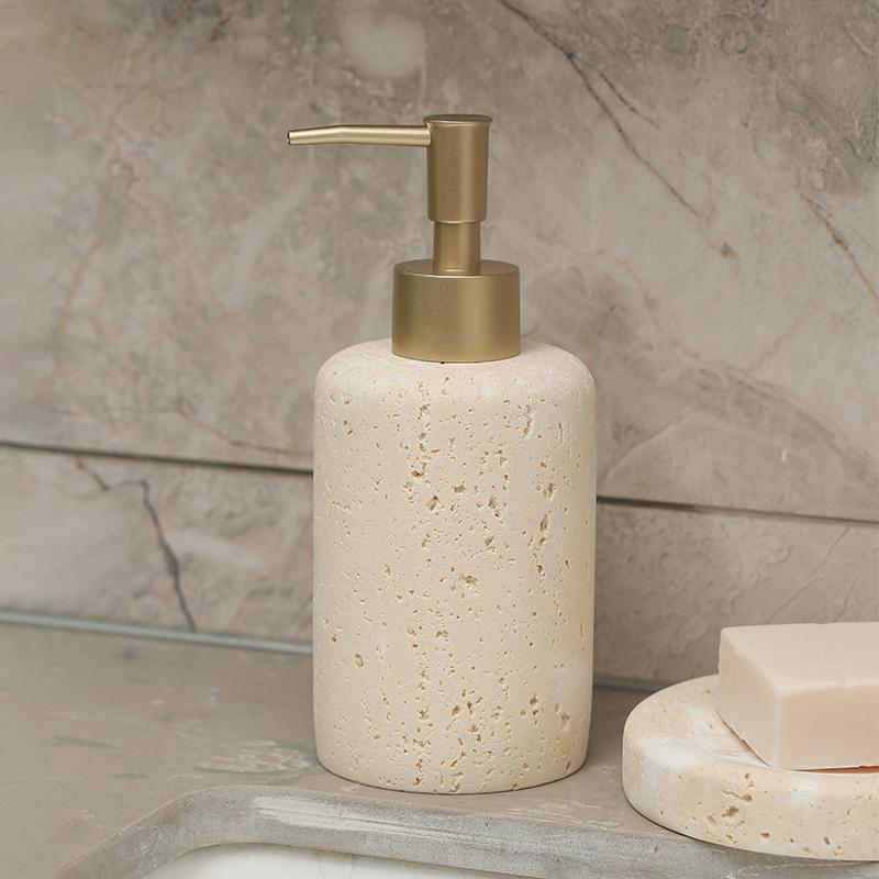 Травертиновый дозатор для мыла, мыльница, стаканчик для ополаскивателя, поднос, подставка для мыла, бутылка для антисептика, бутылка для лосьона, набор для ванной комнаты