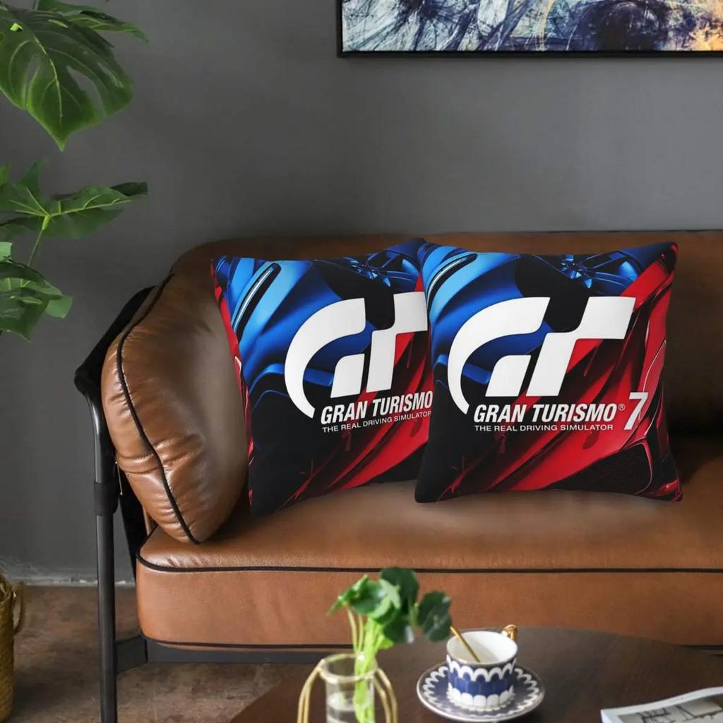 Gran Turismo 2 Pcs Square Pillowcase Pillow Cover Cushion Zip Decorative Comfort Throw Pillow For Home Sofa