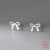 925 Sterling Silver Hollow Bowknot Stud Earrings for Women Sweet Punk Screw Korean Style New Earring Piercing Jewelry Pendientes