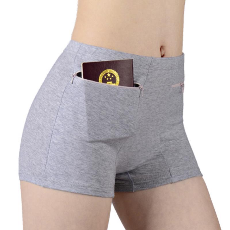 Women Cotton Panties High Waist Briefs Pockets Zipper Underwear Plus Size Underpants Simple Elderly Female Safety Shorts Pants Pants-shorts Bikinis