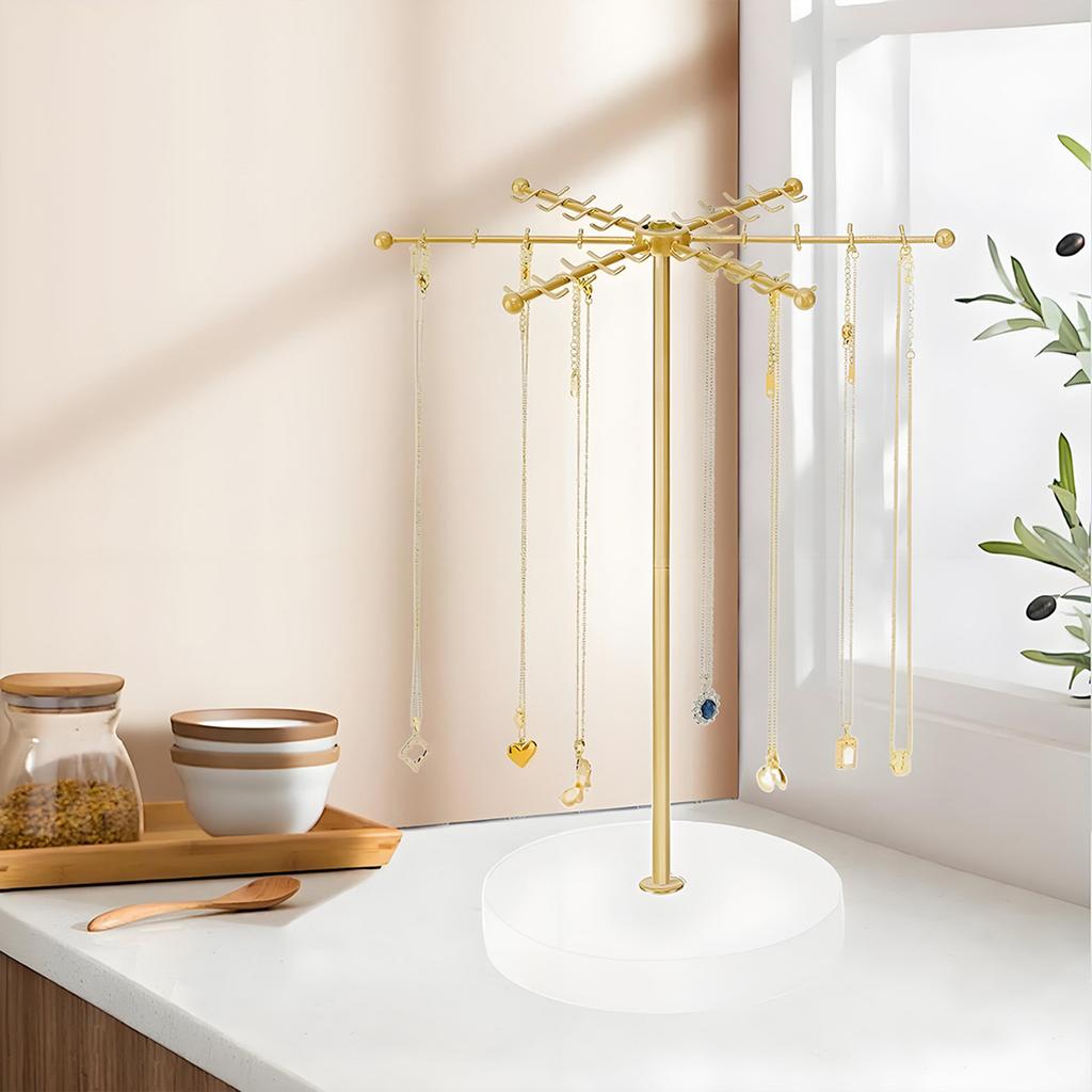 Rotating Necklace Holder Jewelry Stand 48 Hooks for Necklaces Earrings Keychains Bracelets Display Accessory Organiser