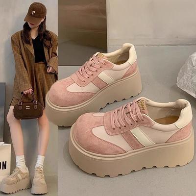 Туфли на платформе-маффине, кроссовки для папы, женские, 2025, новая весенне-осенняя коллекция, обувь для маленьких мужчин, увеличивающая рост, обувь для моральной подготовки, универсальная повседневная спортивная обувь
