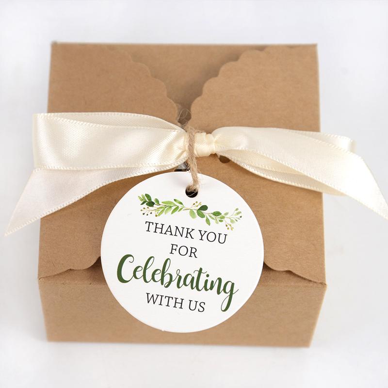 50Pcs Thank You For Celebrating With Us Tags Paper Gift Tags for Wedding Bridal Shower Birthday Party Decorations Baby Shower