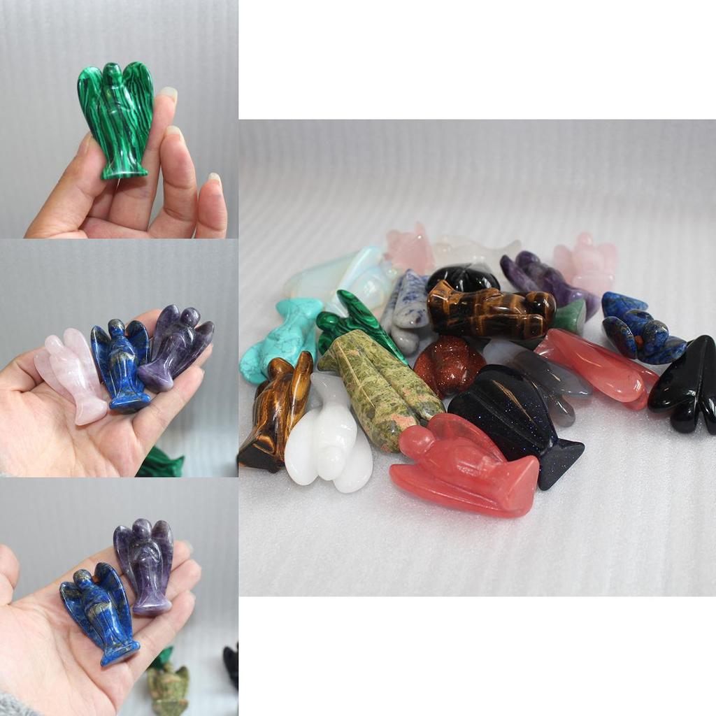 Unique Natural Gemstone Healing Crystal Carved Pocket Guardian Angel Perfect Home Decor Gift