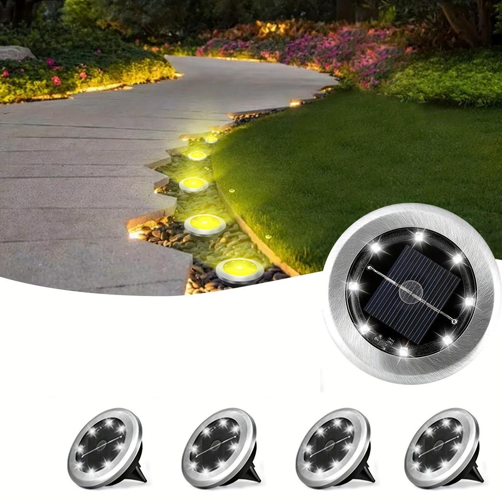 Солнечный грунтовый прожектор Geo Lights, Уличные ландшафтные светильники, Светодиодные вращающиеся дисковые светильники, Освещение для сада и газона, Напольный светильник, Освещение для дорожек, двора, тропинок, патио, газона
