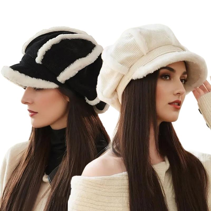 1 шт. Подкладка из плюша Подарочный вельветовый материал Универсальный берет Изысканный утолщенный дизайн Теплые аксессуары Элегантный 56-58 см