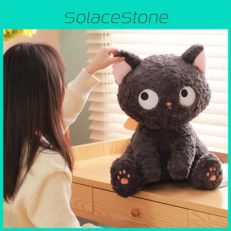 Adorable Cat Black Plush Doll With Pp Cotton Filling For Kids Playroom Decor