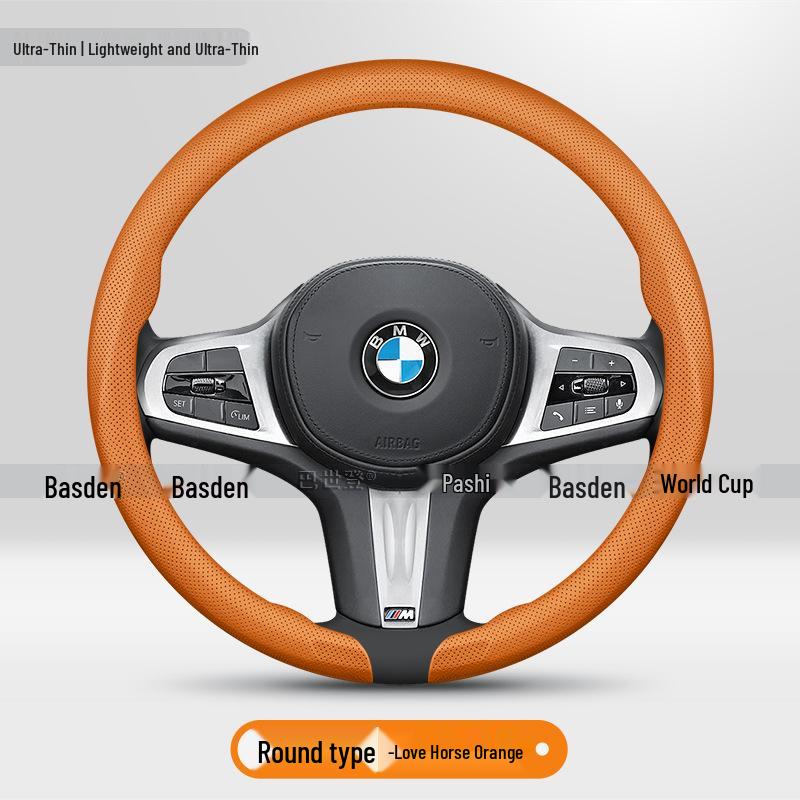 BMW Genuine Leather Steering Wheel Cover - Fits 1, 2, 3, 4, 5, 7 Series & X1-X6 Models