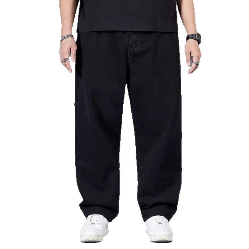Мужские джинсы больших размеров Осенняя коллекция Очень большие мужские брюки Свободный крой Прямые Штанины Широкие Штанины Эластичная талия Длинные брюки