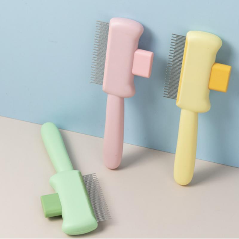 Кошачья щетка для короткой и длинной шерсти, массирующая, инструмент для вычесывания с кнопкой сброса, расческа для ухода за питомцем, распутывание шерсти, удаление шерсти