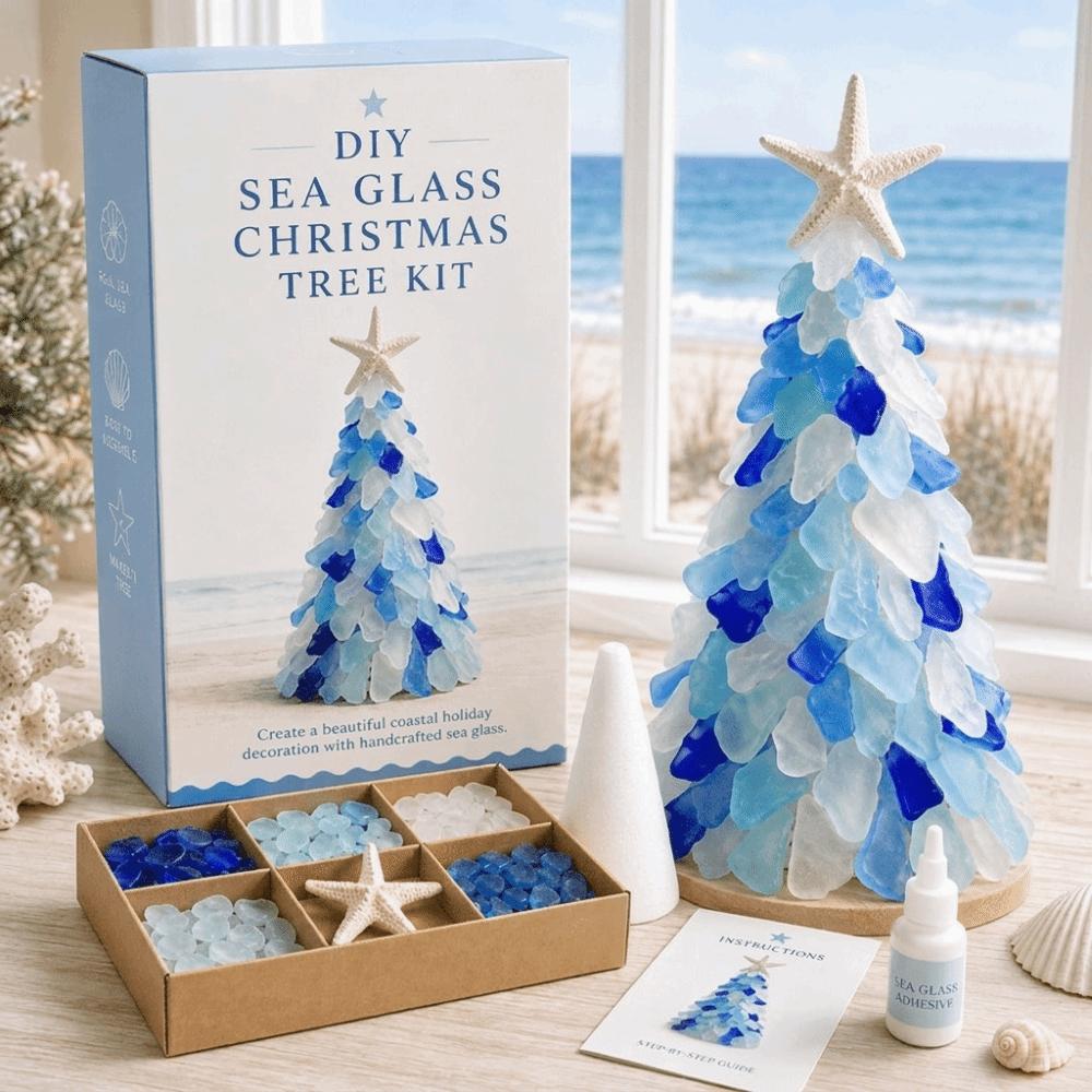 Multi-Color Sea Glass Tree Romantic 3D Christmas Tree Art Kit Kids Gifts