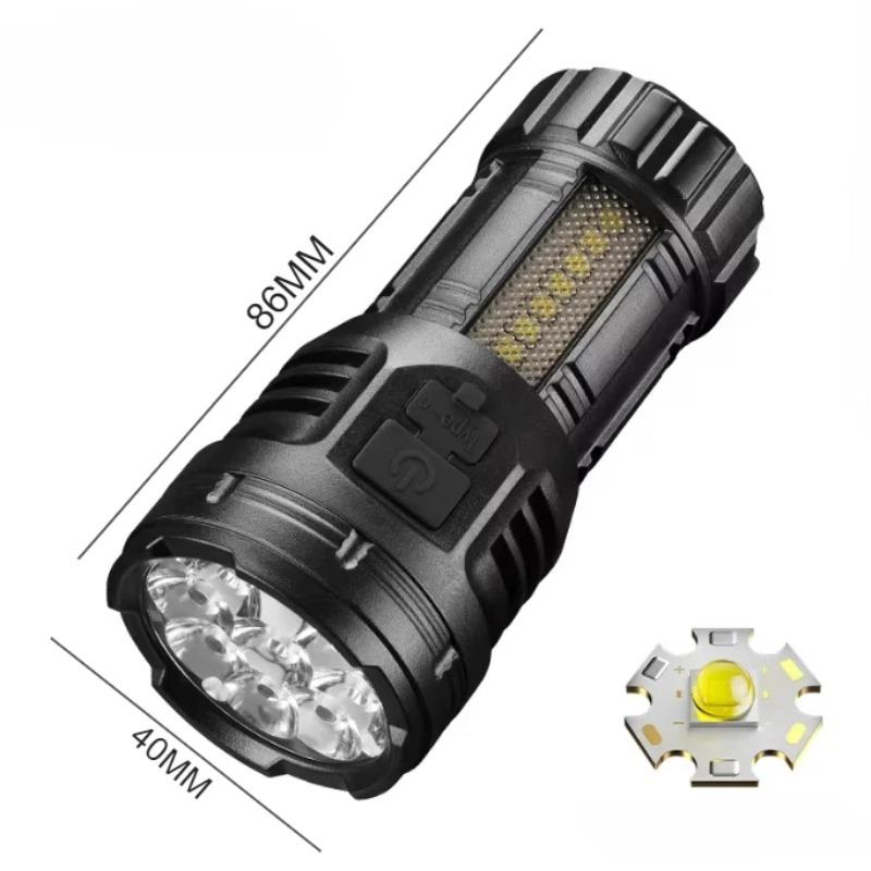 9 светодиодов Мини Многофункциональный светодиодный мощный фонарик Перезаряжаемый боковой фонарь Cob с большим радиусом действия Водонепроницаемый фонарь для кемпинга