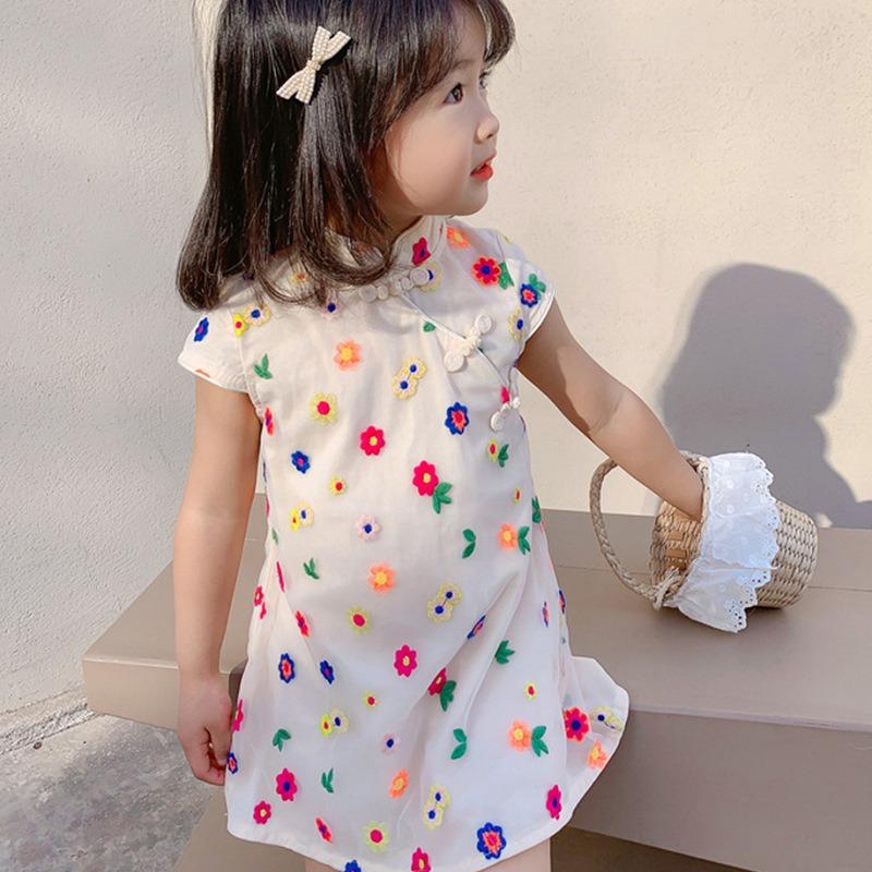 Летние юбки для девочек, темпераментные разноцветные сетчатые платья с цветочным рисунком для девочек
