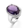 Zhenrong Synthetic Amethyst & Zircon Exaggerated Egg-Shaped Ring for Women - European & American Style