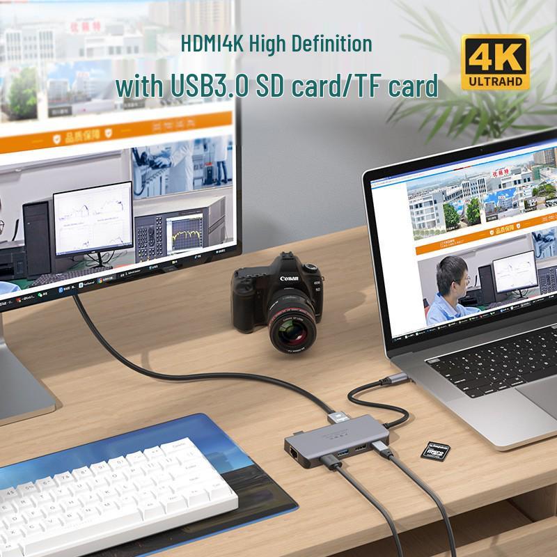 Хаб Type-C 8-в-1: 4K-дисплей, USB 3.0, Gigabit Ethernet-док-станция