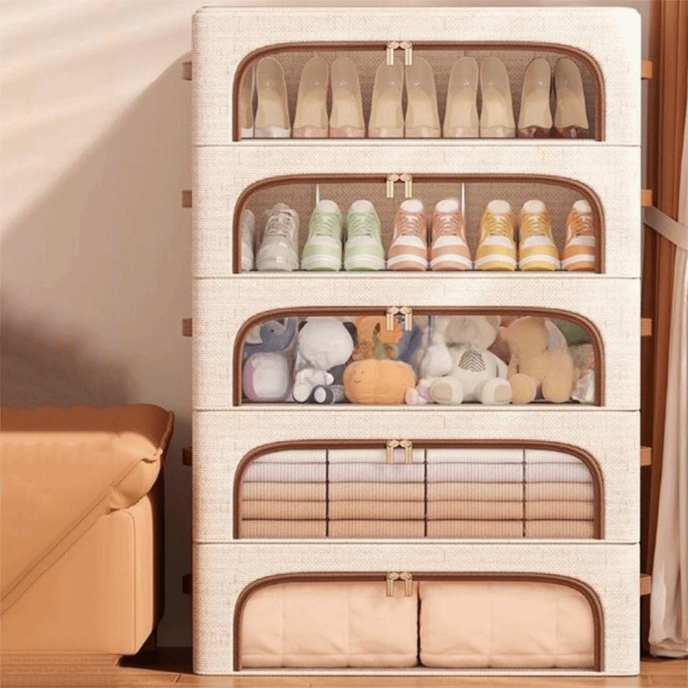 Folding Under Bed Shoe Organizer Sturdy Handles Shoes Container Durable Shoe Holder  Wardrobe