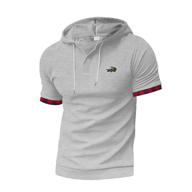 CARTELO Новая летняя повседневная мужская футболка с вышивкой с коротким рукавом, европейский и американский топ, большая вафельная дышащая толстовка с капюшоном