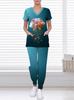 Leopard print print women's V-neck nursing suit, summer new casual suit, light and comfortable