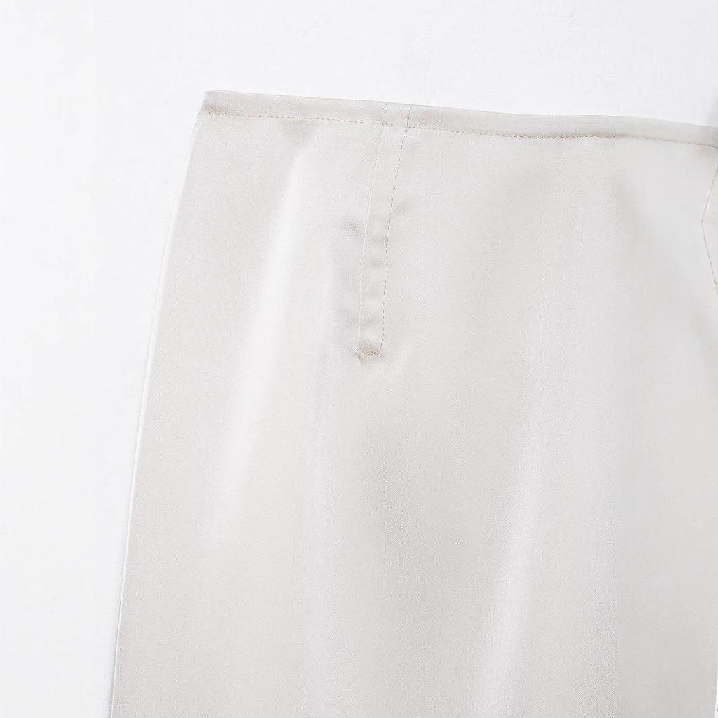 2025 Spring Women's European & American Style Silk Satin Straight Skirt