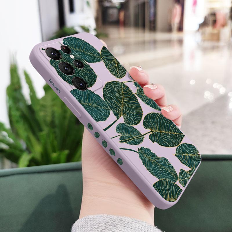 Green Gold Leaf Phone Case For Samsung Galaxy S25 FE S24 S23 S22 S21 S20 Ultra Plus S10 Note 20 ultra 10 9 Plus Cover