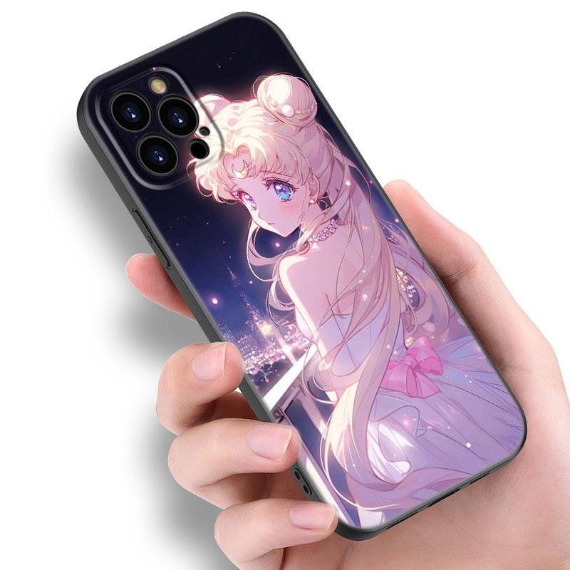 Японский мультфильм Sailor Moom черный силиконовый чехол для телефона для Apple iPhone 12 13 Mini 11 14 15 Pro Max 7 8 Plus X XR XS SE 2020 2022