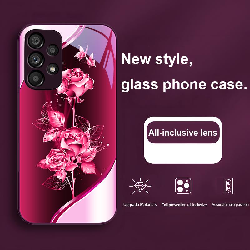 Цветной Rose Gold Для Samsung Galaxy Note 8 9 S10 Plus S20 S21 FE S23 Ultra A70 72 73 50 51 52 53 Закаленное Стекло Чехол для Телефона