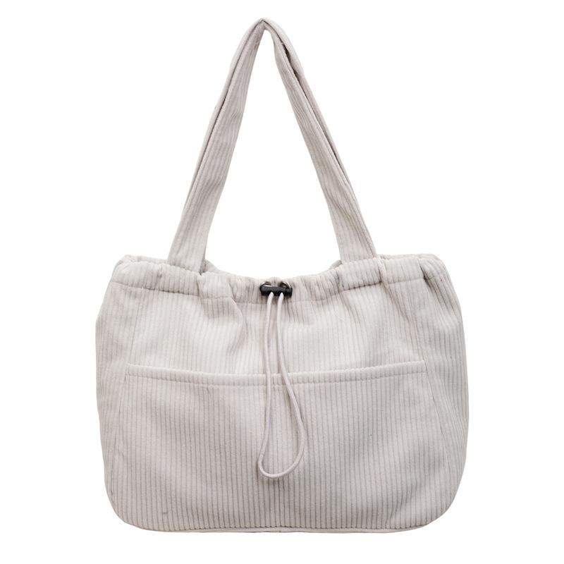 Corduroy Bag Women's Large Capacity Shoulder Shopping Bag Commuter Tote Bag