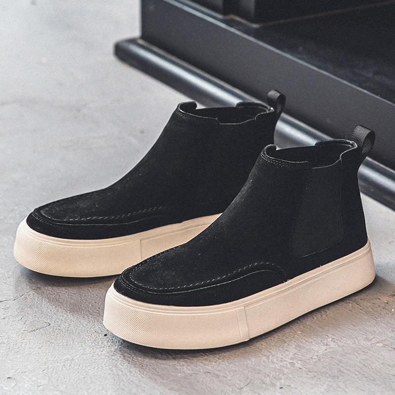 Модные мужские модные сценические панк-платья челси ботинки прилив коровья замша кожа балетки ковбойские ботильоны красивые ботинки на платформе botas hombre