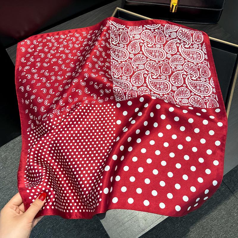 Cashew Nut Polka Dot Red Silk Small Square Scarf Silk Scarf 100% Mulberry Silk Hangzhou Silk 2025