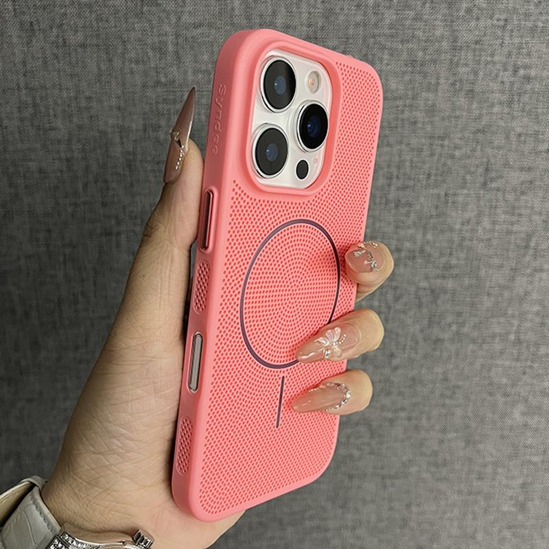 Роскошный сетчатый чехол с отверстиями для отвода тепла для iPhone 16 15 14 Plus 13 12 11 Pro Max для беспроводной зарядки Magsafe, тонкий чехол из твердого ПК