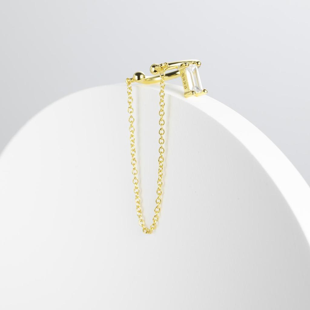 ANDYWEN 100% стерлингового серебра 925 пробы, золотые серьги-манжеты для ушей, серьги-цепочки, зажимы для сережек, циркон, фианиты, свадебные украшения, вечерние в стиле рок-панк