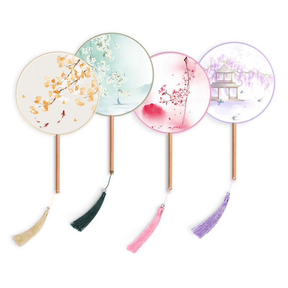 Ancient Round Hand Fan Chinese Style Embroidery Fan Decorative Fans Dance Silk Fan  for Hanfu