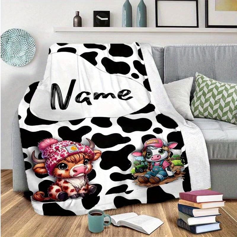 Cow Customize Your Name Blanket Warm Comfortable And Soft Blankets Are Suitable For Home Lunch Break Blanket Office Sofa Sofa Gift To Relatives And