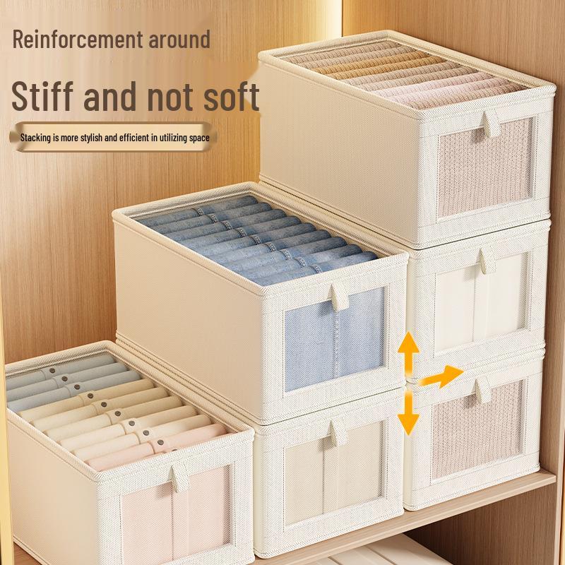 Large Oxford Cloth Visible Window Clothes Storage Box with Lid