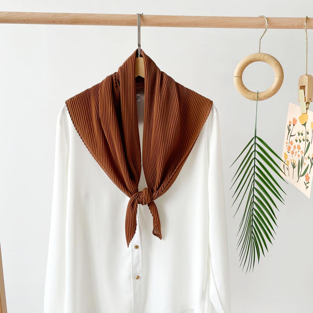 Малазийский платок для головы, однотонный шифоновый квадратный бархатный плиссированный тюль, шарф-обертка, универсальный шарф-шаль