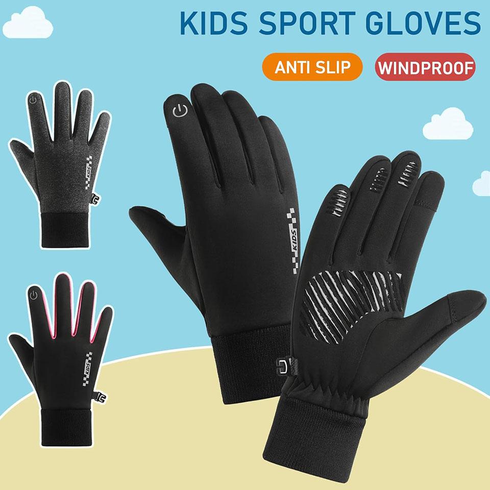 Loogdeel Touch Screen Outdoor Cycling Sports Warm Winter Running Ski Windproof Waterproof Gloves Boys Girls Children'S Gloves