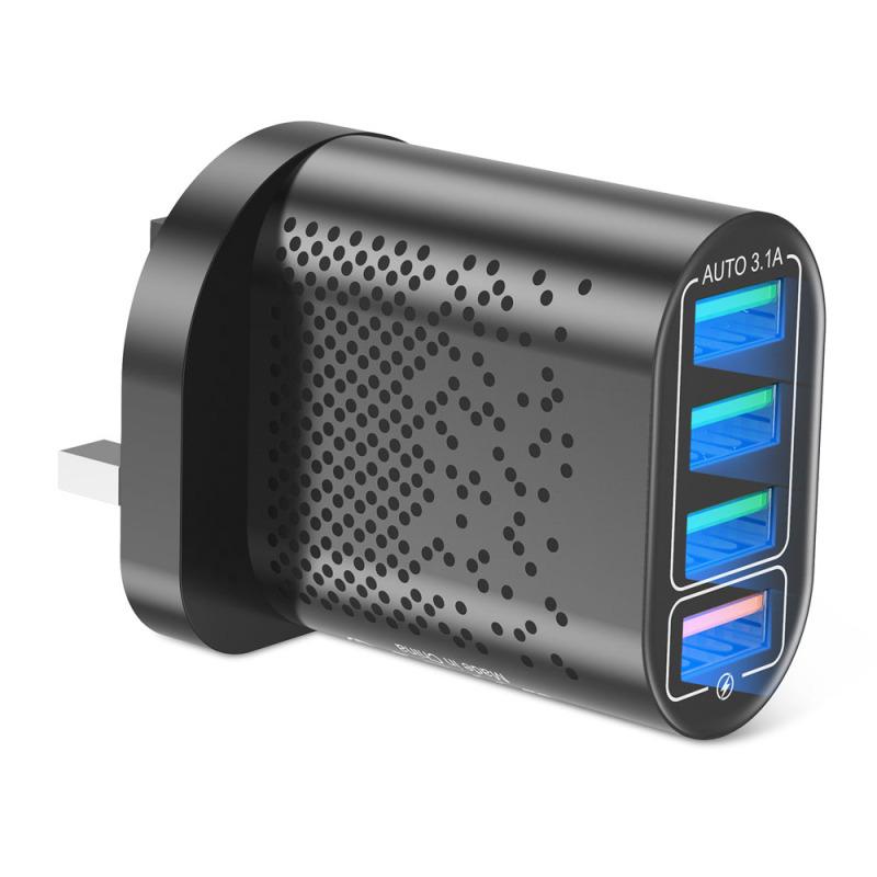 3a 4-портовый концентратор USB-адаптер для зарядного устройства Огнестойкий материал для ПК Быстрая зарядка Многофункциональный