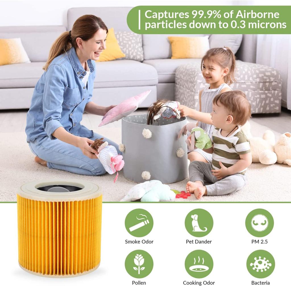 Wet Dry Hepa Filter for Karcher Vacuum Cleaner A2004 A2054 A2204 A2656 WD2.250 WD3.200 WD3 Cartridge Filter  Replace Parts