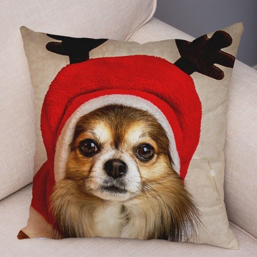 Cute Pet Animal Pillowcase Decorative Cute Puppy Chihuahua Pillowcase Soft Plush Cushion Cover for Car Sofa Home 45x45cm