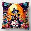 Mexican Holiday Pillow Covers with Skull Pattern Mexican Day of the Dead Pillowcase OneSided Print Zipper ClosurePolyester