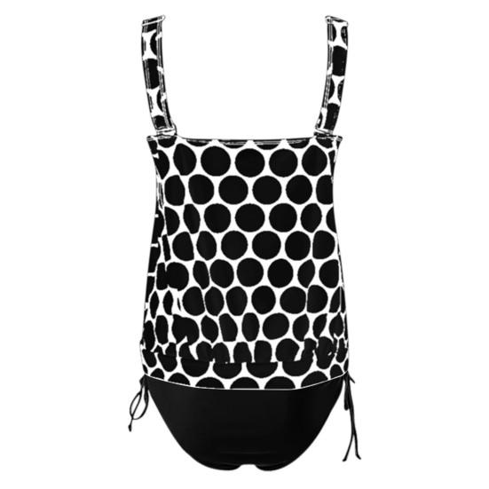 Yousheng 2 шт./комплект женский танкини комплект U-образный вырез без рукавов горошек принт топы завязки по бокам плавки комплект быстросохнущий купальник