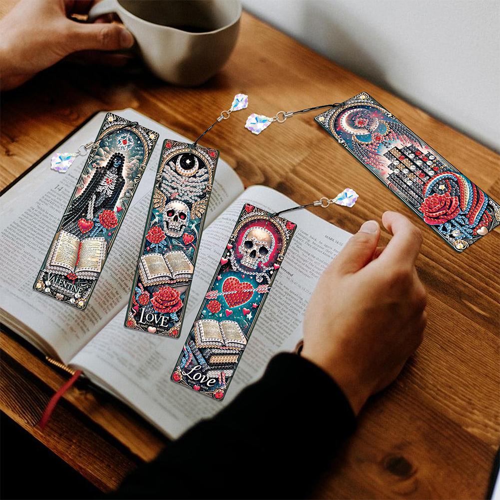 4 шт. Закладка для книги в стиле Хэллоуина, DIY, Алмазная живопись, Закладки неправильной формы с бриллиантами для любителей чтения