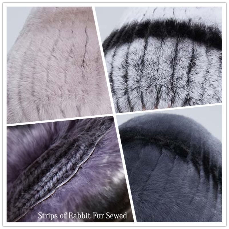 SOMALER Winter Real Rabbit Fur Headband for Women Knitted Rex Rabbit Fur Head Wrap Womens Ear-warmer