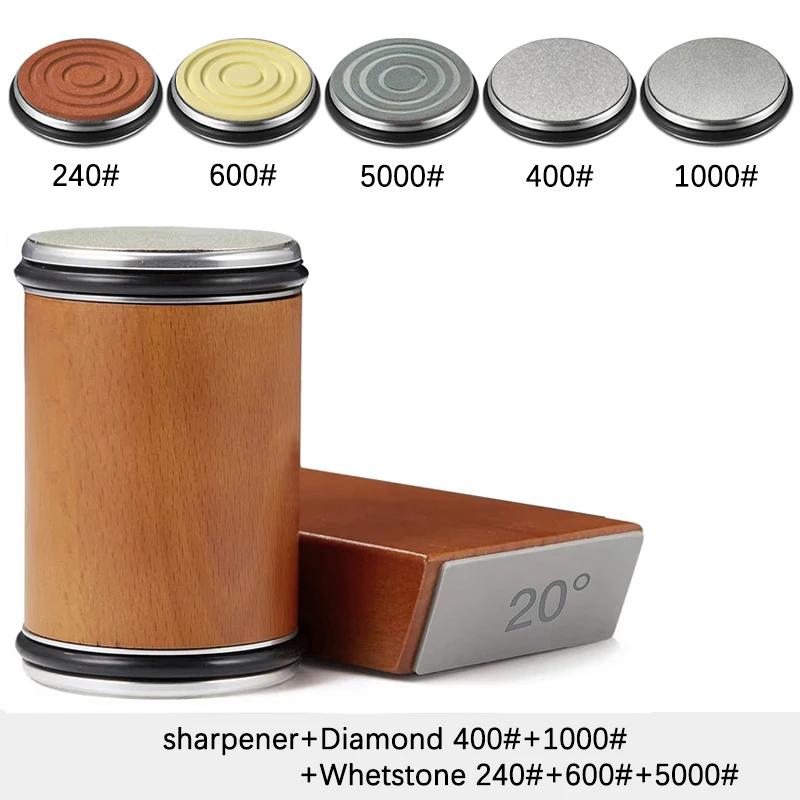 Точилка для ножей с вращающимся лезвием, магнитный держатель для ножей, набор алмазных точильных камней с углом заточки 15 и 20 градусов, кухонный аксессуар