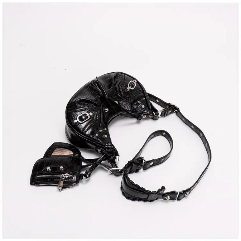 Новая сумка-подмышка в стиле панк-шик для байкера — многофункциональная плиссированная сумка через плечо с заклепками и кисточками, с кромкой Y2K для ночных клубов и улиц