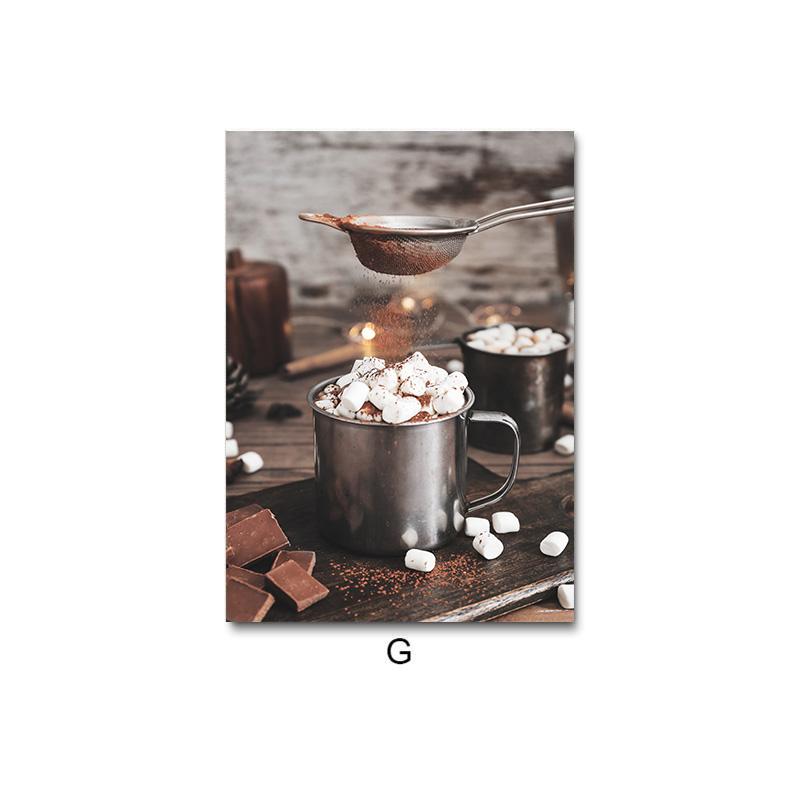 Рождественский плакат с принтом, обои, шоколад, кофе, еда, напитки, коричневые тона, холст, картина, столовая, кухня, настенный художественный декор, фотографии